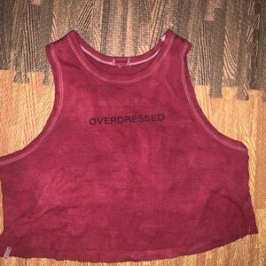 Garage Red Crop Top with 'OVERDRESSED' Print